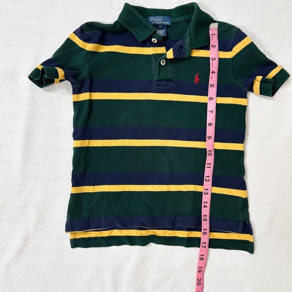 Polo Ralph Lauren Green Yellow Navy Short Sleeve Polo sz 5 - red logo - Picture 7 of 7